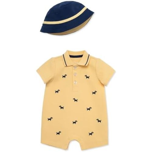 Little Me Clothes for Baby Boys' Romper and Hat Set, 6 Months