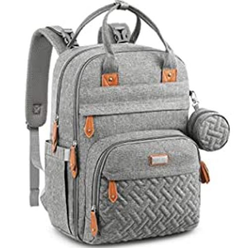 Amazon.com: BabbleRoo Waterproof Diaper Bag Backpack - Baby Essentials Travel Tote - Multi function with Changing Pad, Stroller Straps & Pacifier Case - Unisex, Light Gray : Baby