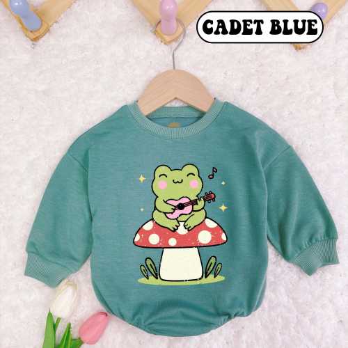 Everything Will Be Okay, Frog On Mushroom Outfit, Funny Frog Outfit, Baby Frog Sweatshirt Romper, Frog Baby Romper, First Birthday Romper