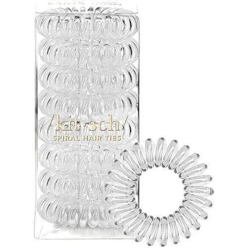 Kitsch Spiral Hair Ties for Women – Coiled Plastic Hair Ties No Damage, Ponytail Holders for Thick and Thin Hair – Creaseless and Dent-Free, Phone Cord Style | Ideal Gifts for Women - Clear, 8 Pcs