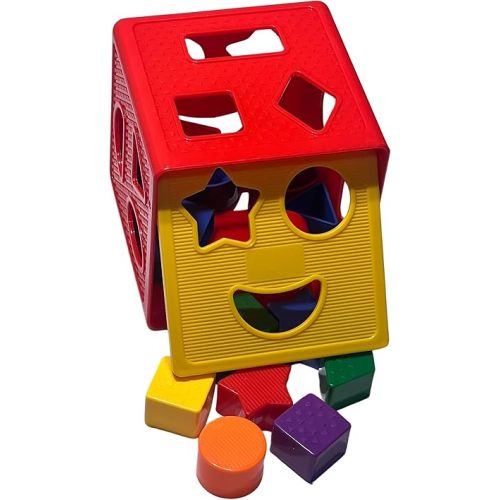 Shape Sorter Toddler Learning Toys - 19 Pcs Classic Kids Toys Blocks for Toddlers 1-3, Color Recognition, Sorting and Matching Activity Cube for Baby Games