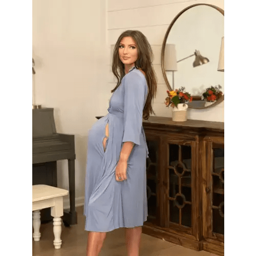 Lila Labor & Postpartum Gown in Periwinkle Blue (Petite)