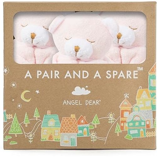 Angel Dear Three of A Kind Blankie, Pink Bear