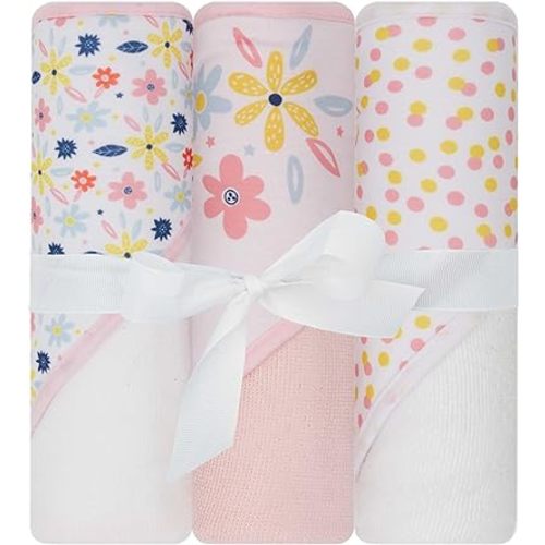 Hooded Baby Towels, Baby Bath Towels, Baby Towels with Hood, Hooded Baby Towel, Toddler Towels, Baby Hooded Towel, 30" x 26", 3PK (Daisies)