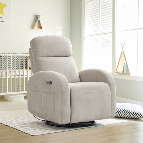 37" Modern Upholstered Power Swivel Rocker Glider Recliner Nursery Chair With USB Port,Type-C Port