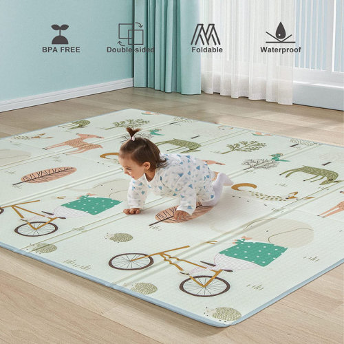 Uanlauo baby Play Mat, 59"x71" Foldable & Reversable Large Play Mat, 0.4" Thick Waterproof Foam Mat & Reviews | Wayfair