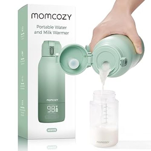 Momcozy Portable Milk Warmer for Travel – Dual Heating Modes for Breast Milk & Water, Portable Bottle Warmer with Fast Heating & Long Battery Life, 17 Ounces Large Capacity to Meet Your All-Day Needs
