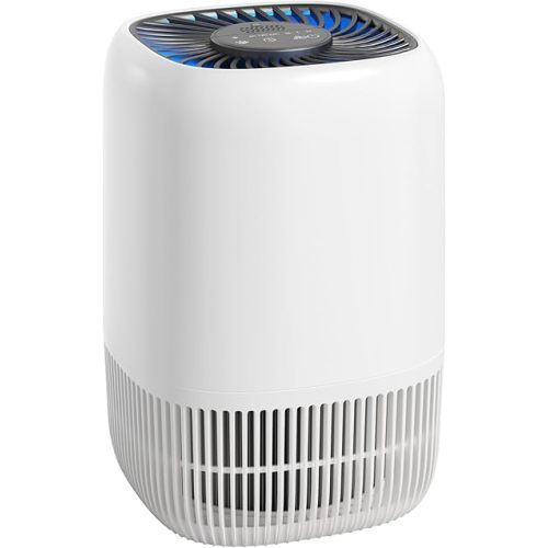 Air Purifiers for Home with H13 True HEPA Filter Up to 1076 Ft² for Pet Hair, Odors, Pollen, Smoke, Compact Air Cleaner with 3 Speeds, Timer, Aroma Quiet 360°Intake Filter, White