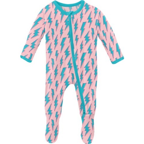 KicKee Pants Lighting Bolt Print Zip Footie | Nordstromrack