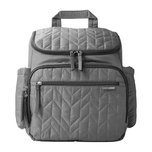 Skip Hop Diaper Bag Backpack: Forma, Multi-Function Baby Travel Bag with Changing Pad & Stroller Attachment, Grey