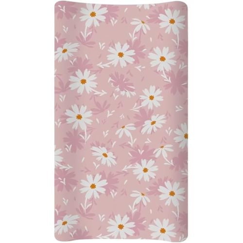 Daisy Changing Table Cover Waterproof Nursery Pad Change Cover Breathable Stretchy Diaper Changing Cover Soft Changing Pad Cover for Boys Girls