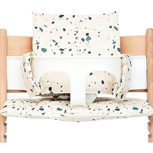 Nibble and Rest Cushion for Stokke Tripp Trapp High Chairs, Soft Padded Seat & Backrest, Baby Set Compatible, Wipeable, Machine Washable, Easy to Clean, Stylish Print(Earthy Terrazzo)