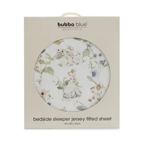 Bubba Blue Fitted Sheet Bedside Sleeper Jersey Sleeping Bunny | Baby Bunting AU