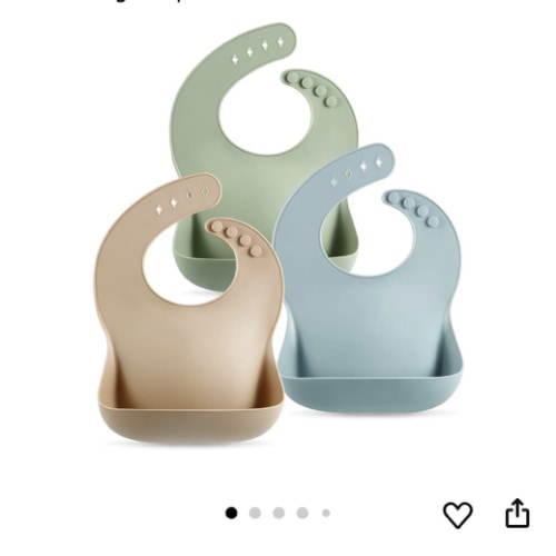 PandaEar Set of 3 Silicone Baby Bibs Waterproof, Soft, Unisex, 10-72 Months (Brown/Blue/Green)