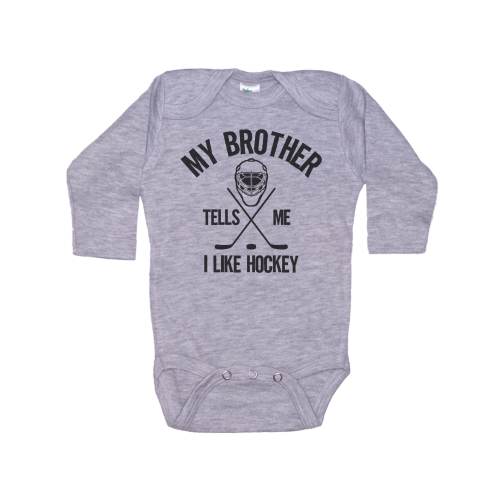 Baby Hockey Outfit, My Brother Tells Me I Like Hockey, Hockey Onesie®, Hockey Romper, Hockey Bodysuit, Hockey Creeper, Baby Shower Gift
