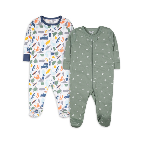 Little Star Organic Baby Boy 2Pk Sleep n Play, Size NB-9M