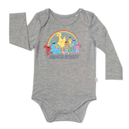 Spelling with Sesame Street Gray Long Sleeve Graphic Bodysuit
