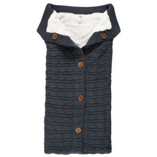 Hudson Baby Infant Boy Faux Shearling Knitted Baby Lounge Stroller Wrap Sack, Charcoal, One Size
