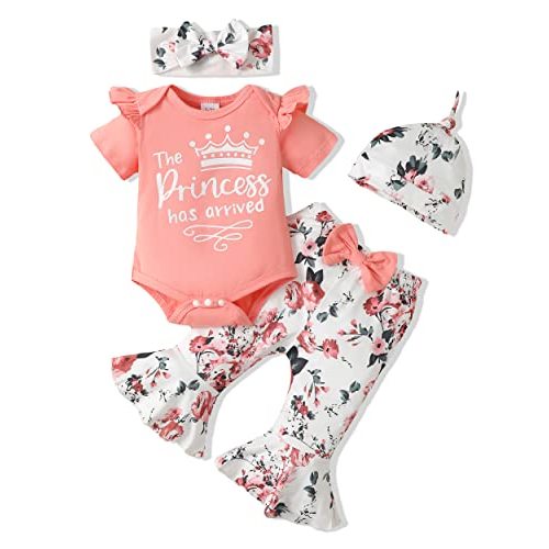 SODLON Newborn Baby Girl Clothes Outfits Infant Clothing Ruffle Romper Top Floral Pants Outfit Sets for Baby Girls 0-18M
