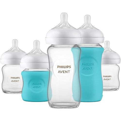Philips AVENT Glass Natural Bottle with Natural Response Nipple, Baby Gift Set, SCD858/01