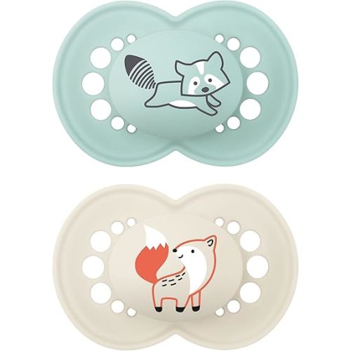 MAM Original Matte Baby Pacifier, Nipple Shape Helps Promote Healthy Oral Development, Sterilizer Case, Boy , 6-16 Months (Pack of 2)