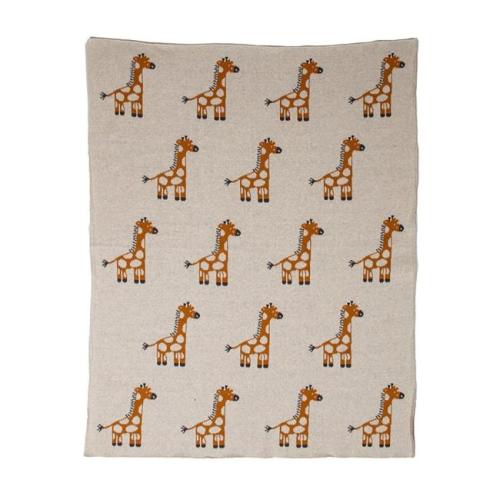 Gray & Orange Cotton Animal Print Throw Blanket