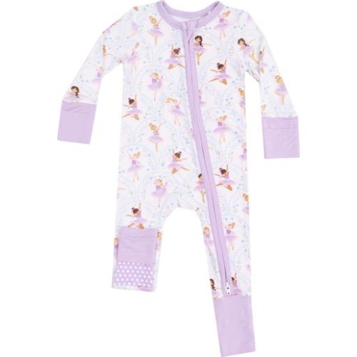 Ballerina Print Convertible Zip Romper, 3-6M