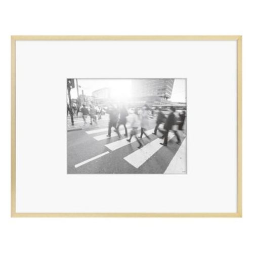 18.4" x 14.4" Matted to 8" x 10" Thin Metal Gallery Frame Brass - Threshold™: Aluminum Wall Mount, Glass Glazing