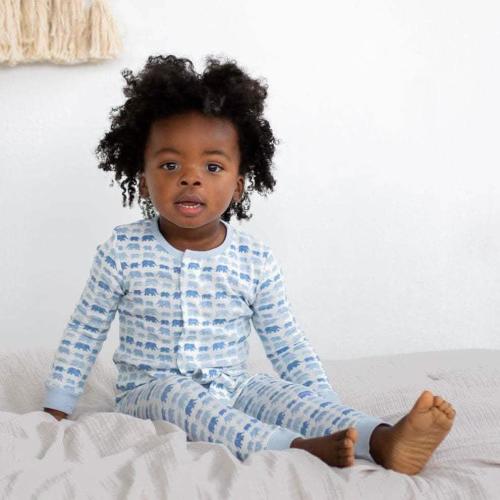 blue dancing elephants organic cotton magnetic coverall – Magnetic Me