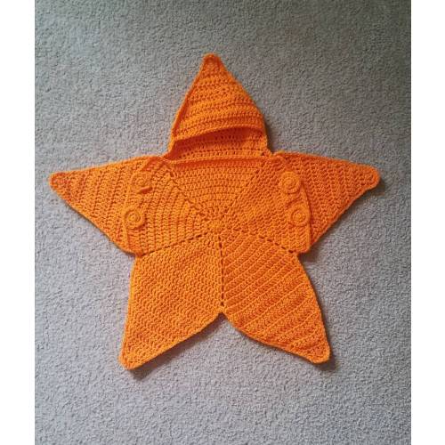 Crochet Newborn Baby Star Bunting Cocoon - Orange