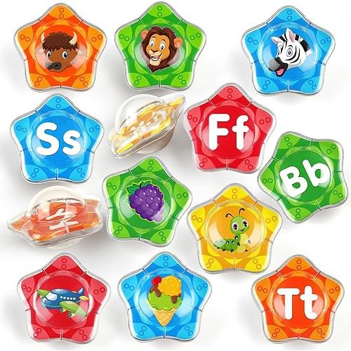 Coogam Starfish Floating Bath Toys, 26pcs Bathtub Alphabet Letters Set, Montessori Educational Water Pool Toy Learning Activities Shower Toy Gift for Preschool Years Old Toddlers
