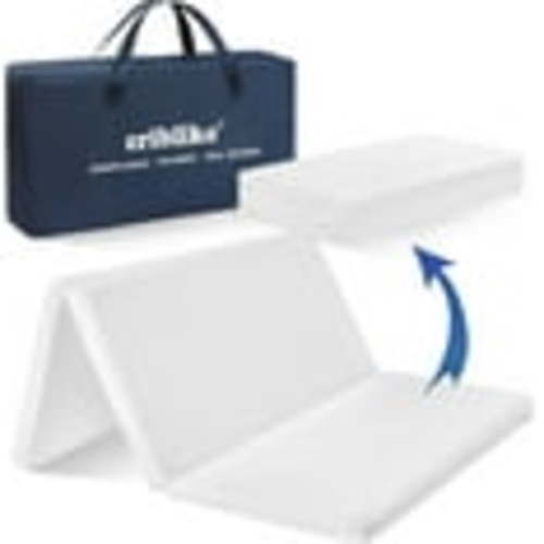 Trifold Pack and Play Mattress Pad Waterproof 38"x 26", Pack N Play Mattresses or Travel with Carry Bag, Mattress for Pack and Play Topper with Washable Cover, Baby Essentials Items