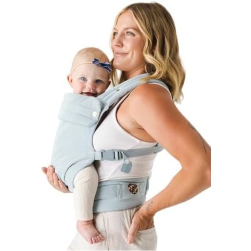 Mabē Monarch Ergonomic Baby Carrier – Premium Cotton Soft Structured Newborn to Toddler Carrier with Hip-Healthy Design, 3 Carry Positions (9-46 lbs), Lightweight & Breathable, (Dream Wash Denim)