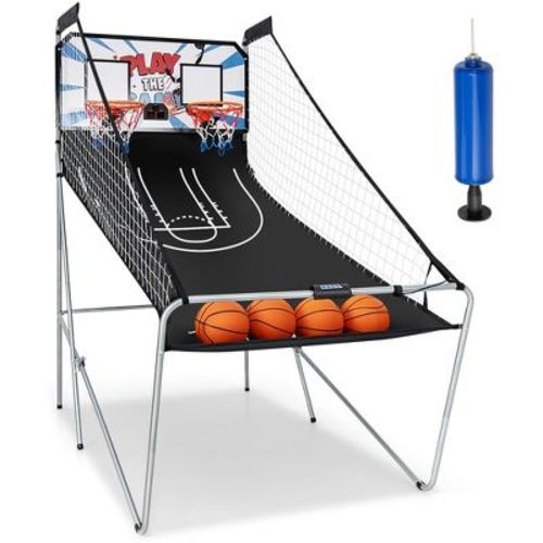 Costway Dual LED Electronic Shot Basketball Arcade Game with 8 Game Modes 4 Balls Foldable Grey/White