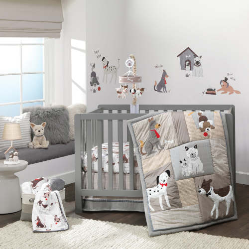 Bow Wow Gray/Tan Dog/Puppy Nursery 3-Piece Baby Crib Bedding Set
– Lambs & Ivy