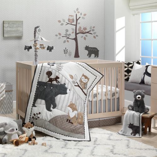 Woodland Forest Animal Nursery 5-Piece Baby Crib Bedding Set - Gray – Lambs & Ivy