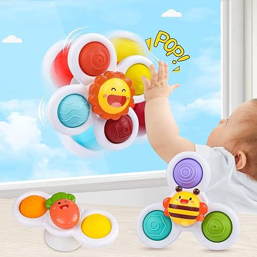 3 Pieces of Suction Cup Spinner Toys,Sucker Rotating Toys,Baby Rotating Toys with Decompression Function,to Promote The Fun of Bubble Sensory Rotation,Ideal Toys for Bathing,Outings, Dining, Parties