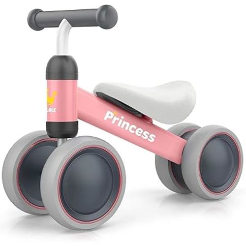 BEKILOLE Baby Balance Bike for 1 Year Old Girl Gifts, 10-24 Month Toddler Balance Bike, 4 Silent Wheels Pre-School First Ride On Toys, 1st Birthday Gifts