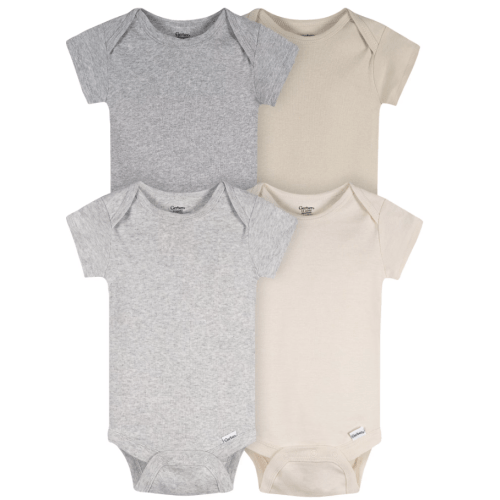 Gerber Baby Boy or Girl Neutral Short Sleeve Cotton Onesies, 4-Pack, Newborn - 24 Months