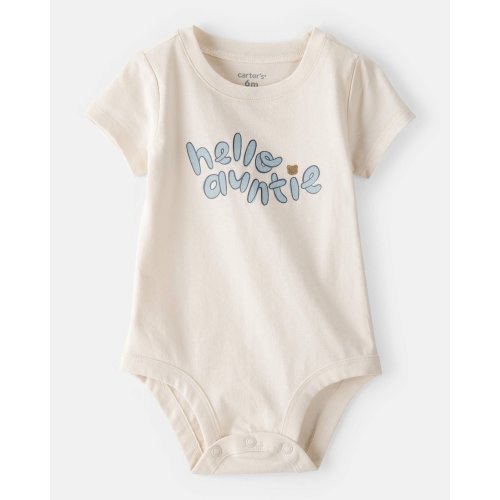 Baby 'Hello Auntie' Short-Sleeve Graphic Bodysuit - Cream | Carter's