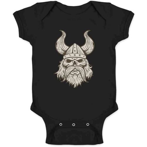 Pop Threads Viking Skull Helmet Infant Baby Boy Girl Bodysuit