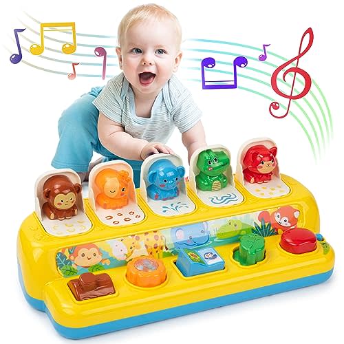 Pop Up Toys for Babies 6-12 Months with Music & Light, Cause and Effect Toys for 1 Year Old, Montessori Toy for 1 Year Old, Musical Baby 9-12-18 Months, Age 1-2 Gift