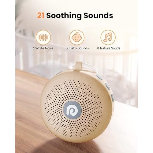 Dreamegg White Noise Machine - Portable Sound Machine for Baby Adult, Features Powerful Battery, 21 Soothing Sound, Noise Canceling for Office,Sound Therapy for Home,Travel, Registry Gift, Light Khaki