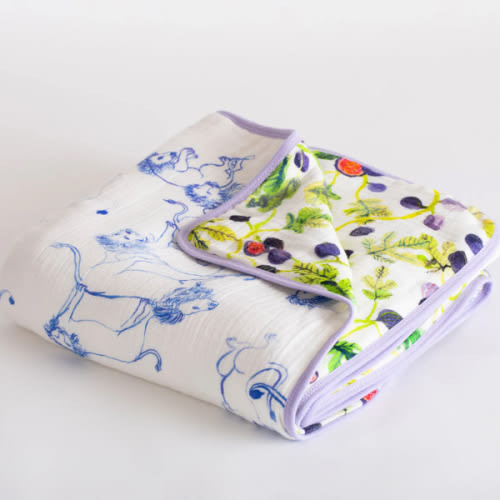 Figs and Lions Baby Quilt