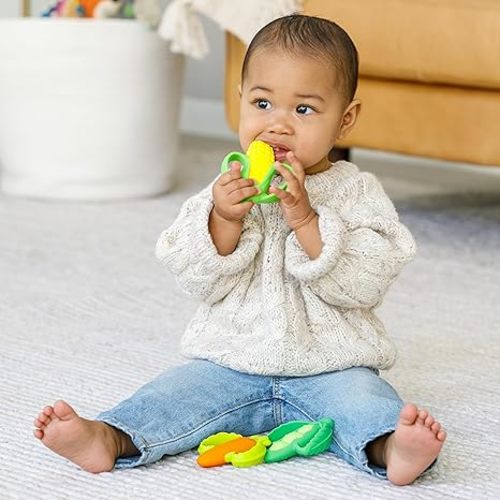 Infantino Farmers Market Teether Gift Set - Set of 3 BPA-Free Veggie Textured Silicone Teethers for Soothing Sore Gums, Multicolor