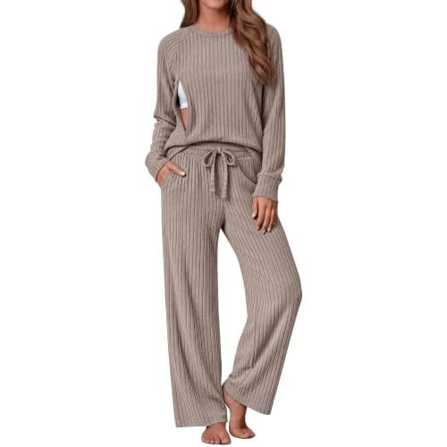 2 Piece Maternity Nursing Outfit Ribbed Lounge Set