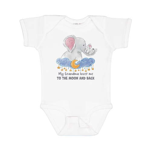Inktastic My Grandma Loves Me to the Moon and Back Elephant Family Boys or Girls Baby Bodysuit