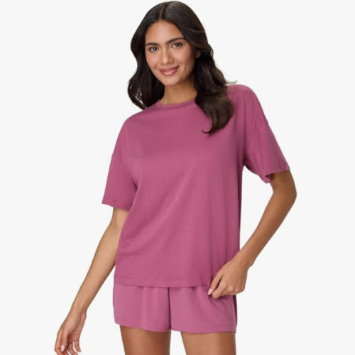 Hanes womens Originals 2 Piece Lounge Set, Comfywear Supersoft Boxy T-shirt & Sleep Shorts Loungewear Set