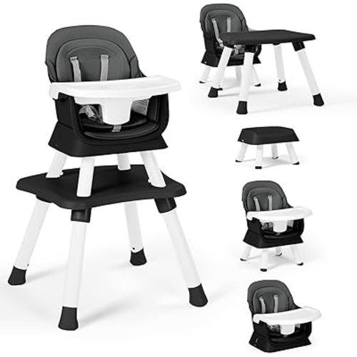 Baby High Chair, 8 in 1 Convertible Highchairs for Babies and Toddlers, Children Dining Booster Seat/Kids Building Block Table for Girls Boys, Baby Seat with Removable Tray, Grey