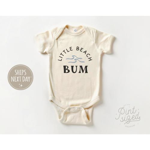 Little Beach Bum Onesie® - Retro Summer Bodysuit - Summer Vacation Natural Baby Onesie®